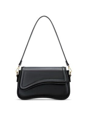 KKXIU Black Shoulder Bag Underarm Hobo Purse Faux Leather Trendy Handbag